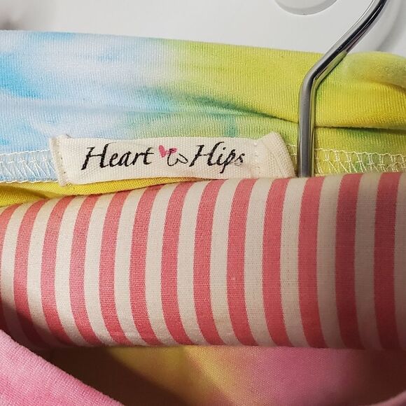 Heart & Hips S Tie Dye T Shirt Crop Top Sky Blue Pink Yellow Super Soft Spring - Picture 5 of 8